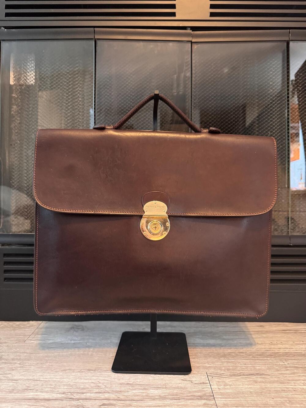 Dooney and Bourke Alto Chestnut Small Gusset Briefcase with handle